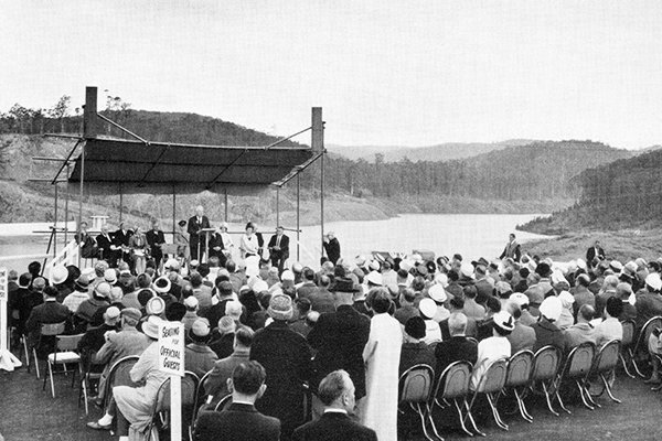 Gather of people at the West Barwon Reservoir for the official opening