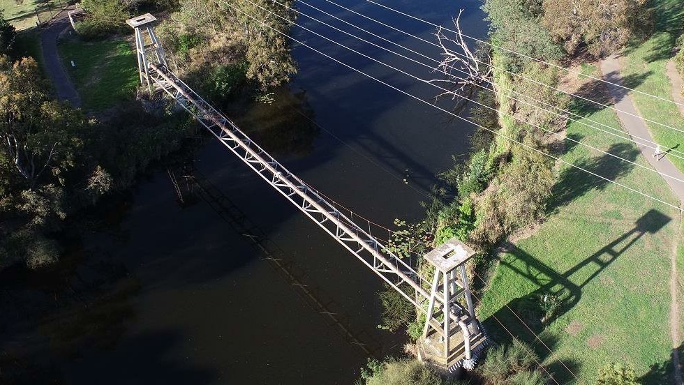 airial shot of the bridge at fyansford