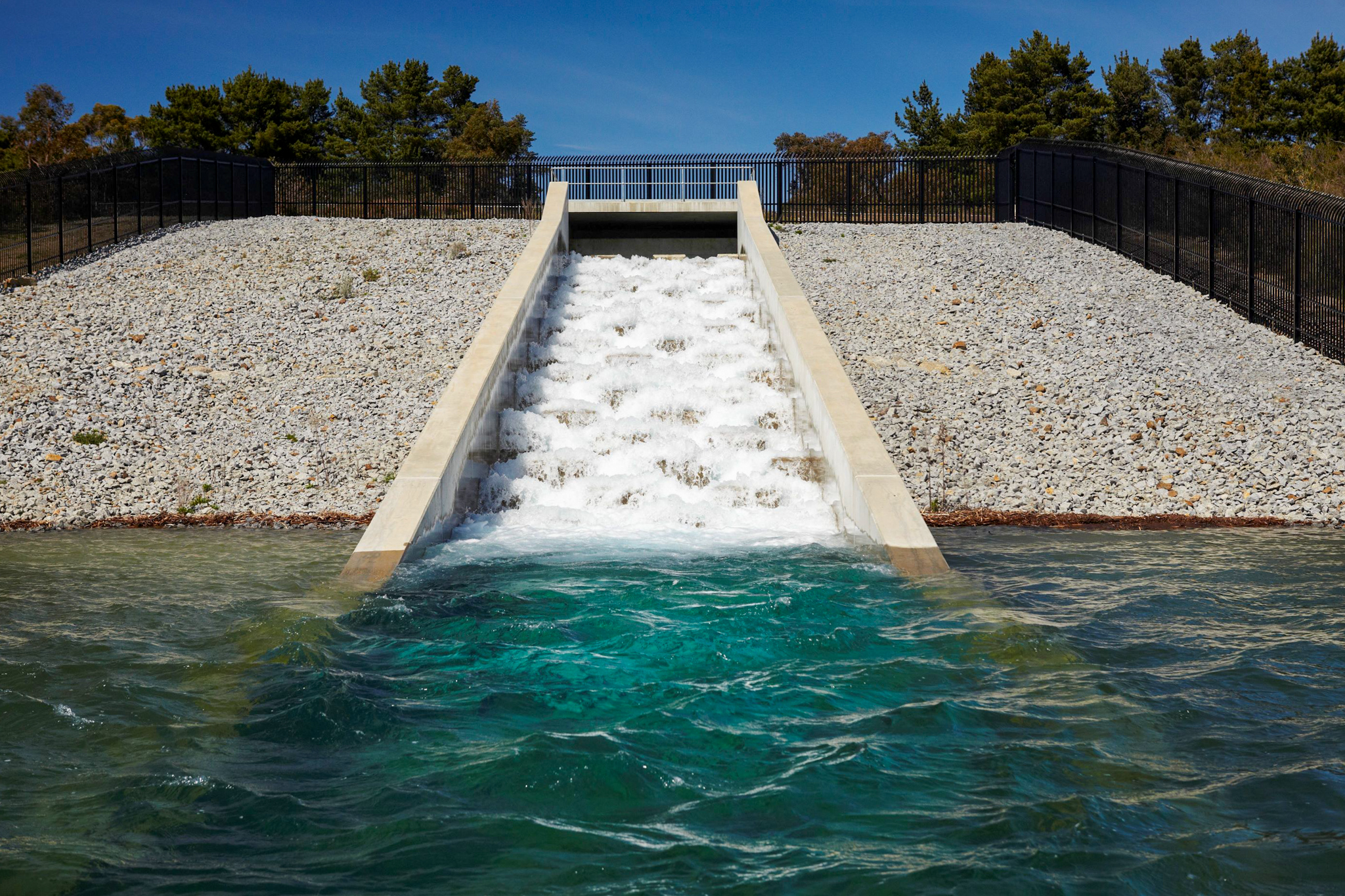 Desalinated water entering the supply system at Cardinia Reservoir, in Melbourne's south-east.