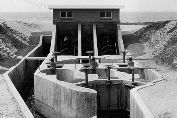 Photograph of the first outfall structure at Black Rock