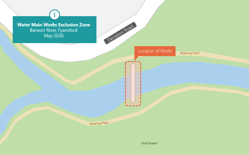 map of exclusion zone in fyansford