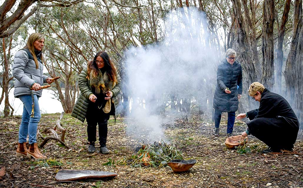 Photo of Waddawurrung and Barwon Water at Bostock Reservoir smoking ceremony